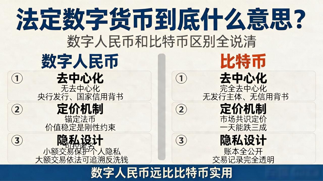 法定数字货币到底什么意思？数字人民币和比特币区别全说清