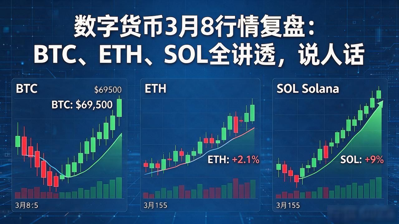 数字货币市场3月8日行情复盘_BTC拉升69500操作策略_数字货币3月8