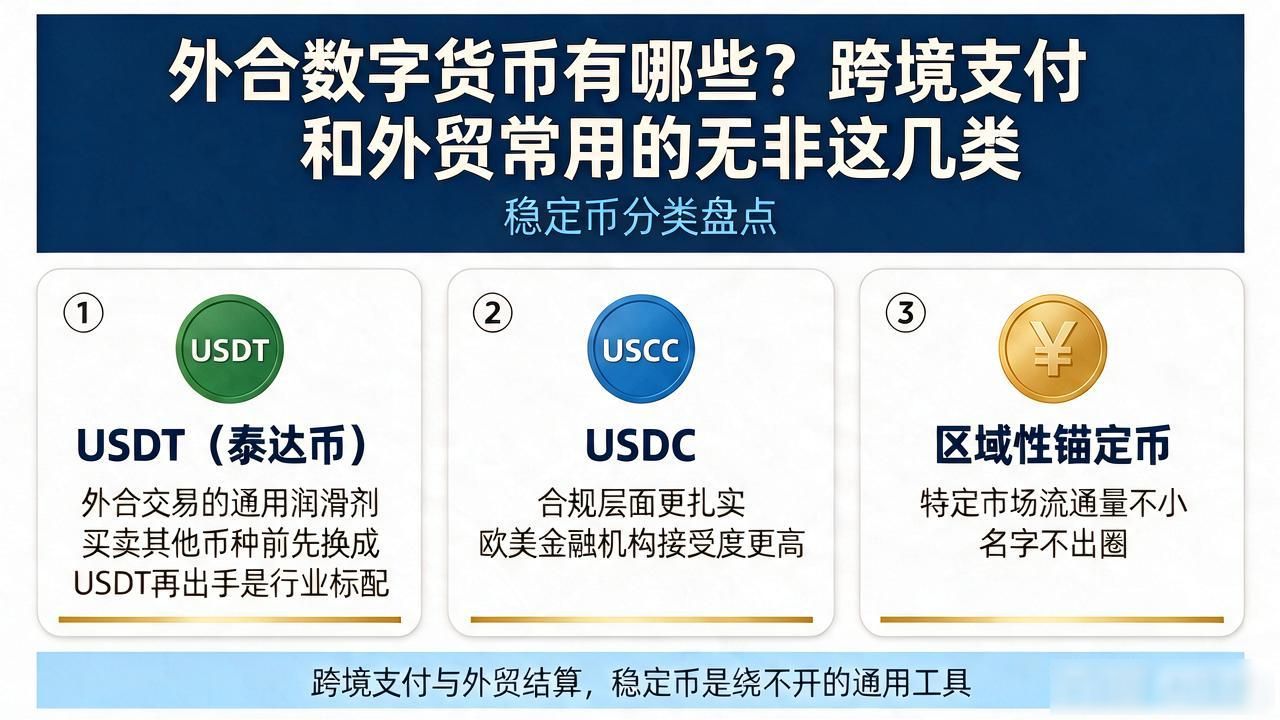 外合数字货币有哪些？跨境支付和外贸常用的无非这几类