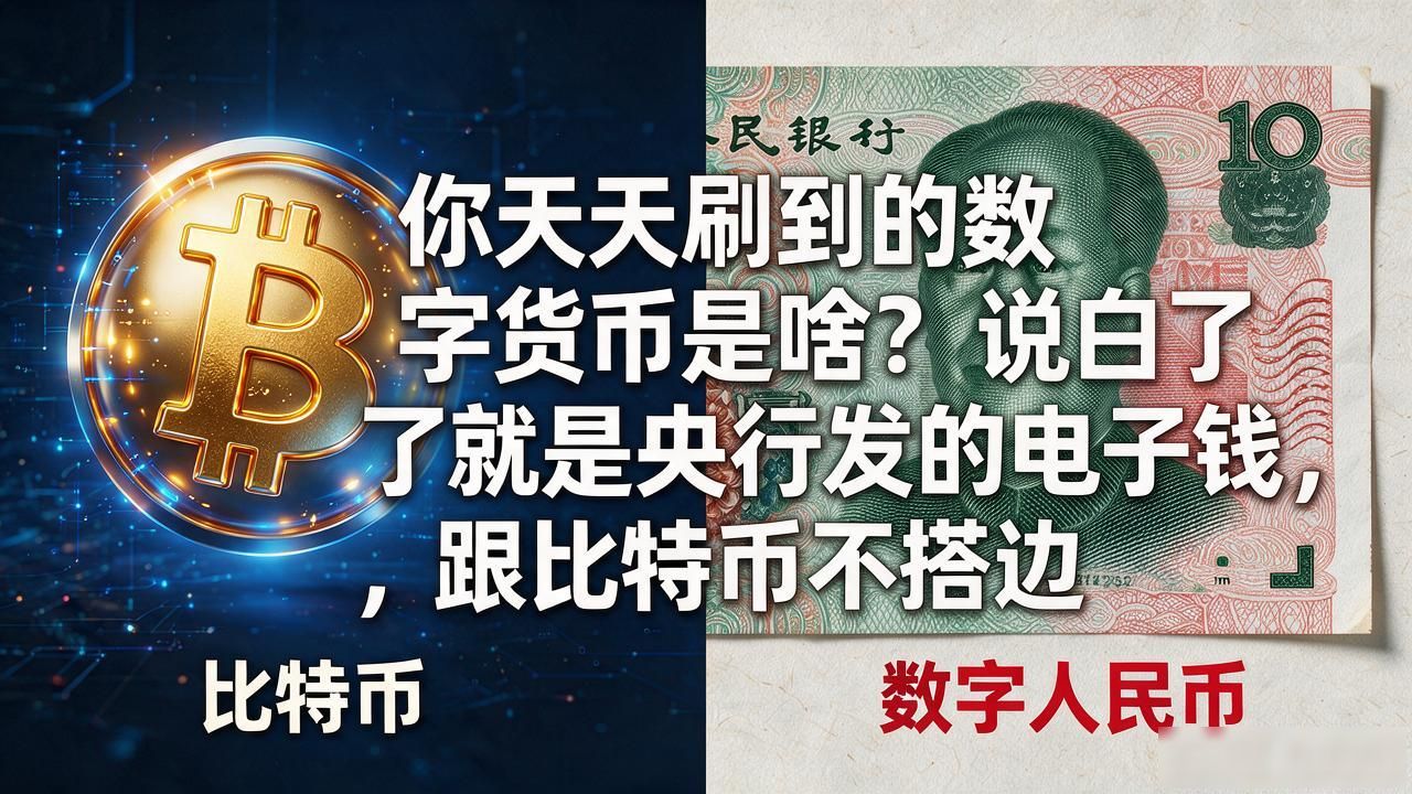 你天天刷到的数字货币是啥？说白了就是央行发的电子钱，跟比特币不搭边