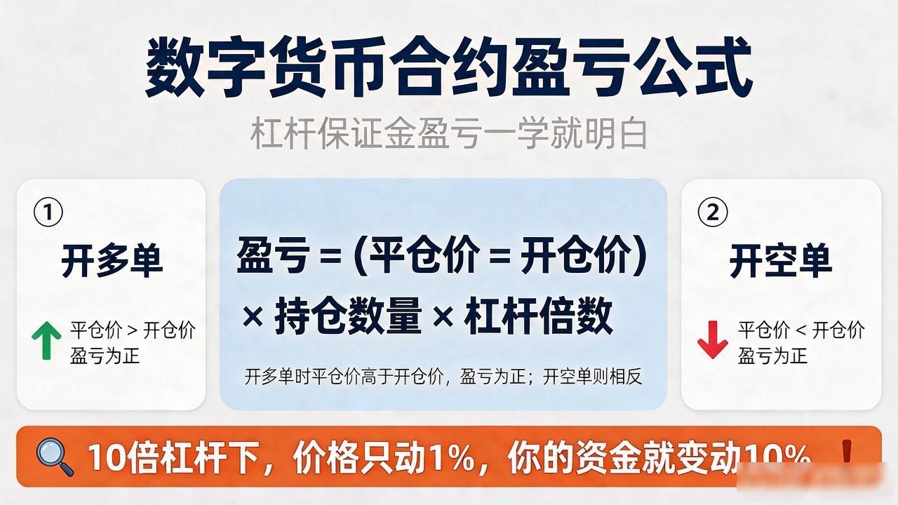 数字货币合约公式怎么算，杠杆保证金盈亏一学就明白